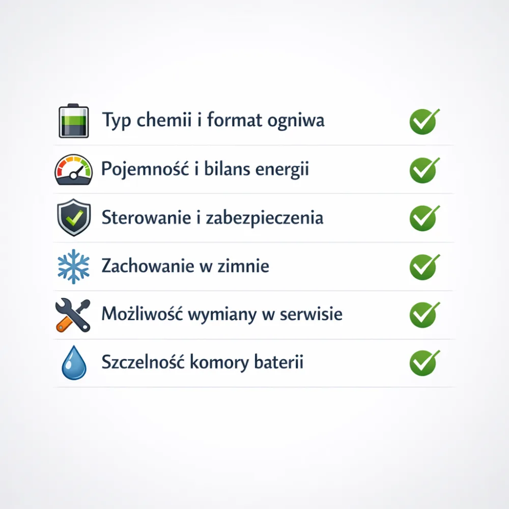 Checklist specifikace baterie a řízení pro hřbitovní lampy