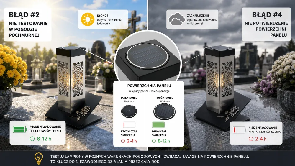 Test solarni svicky za slunecneho a oblacneho pocasi
