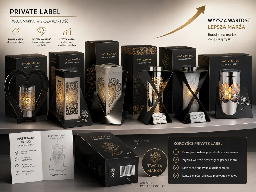 Solarni hrbitovni svicky private label s balenim vlastni znacky