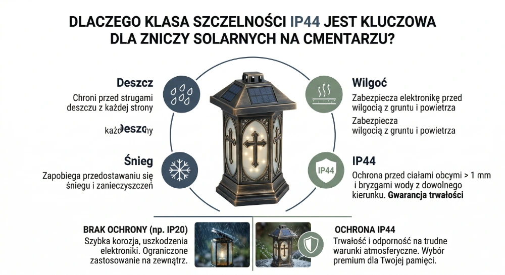 Význam ochrany IP44 u solární svíčky na hřbitov