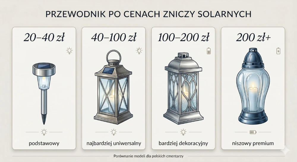 Solární hřbitovní svíčky v základní, střední a prémiové úrovni