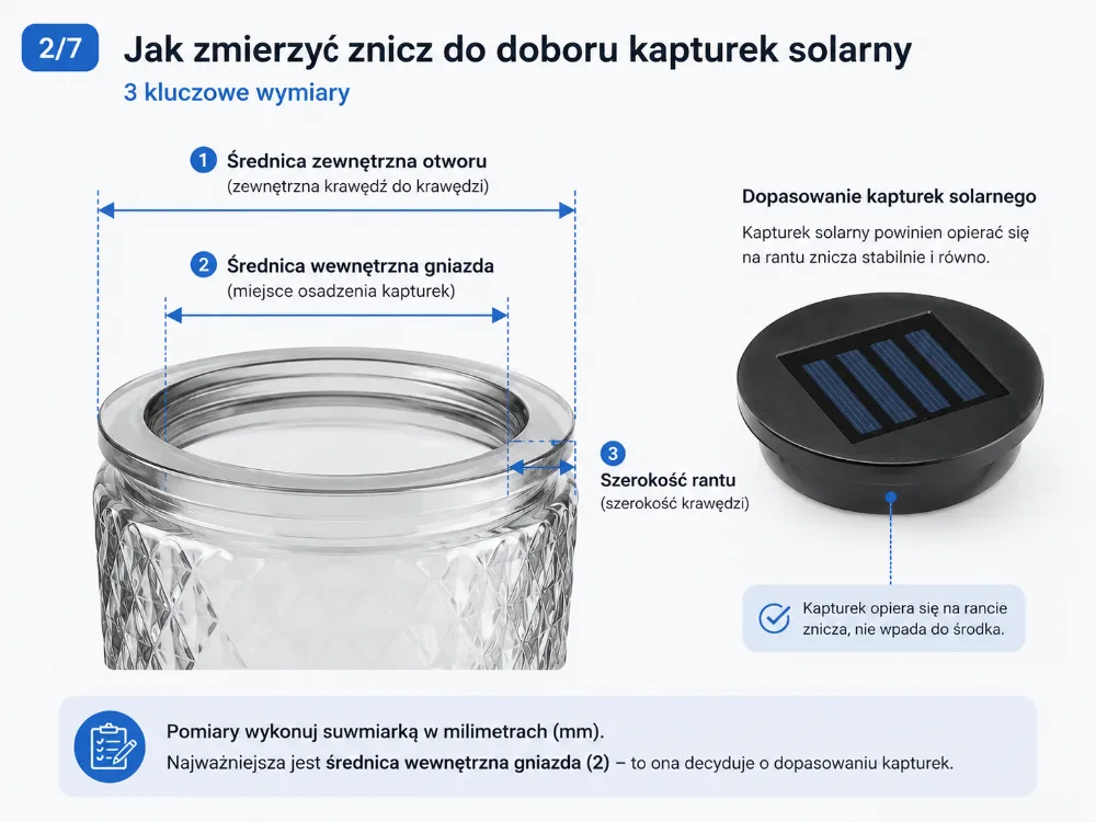 Měření průměru těla hřbitovní svíčky pro solární víčko