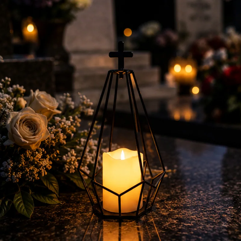 Solární pamětní lampion s křížem SM24294