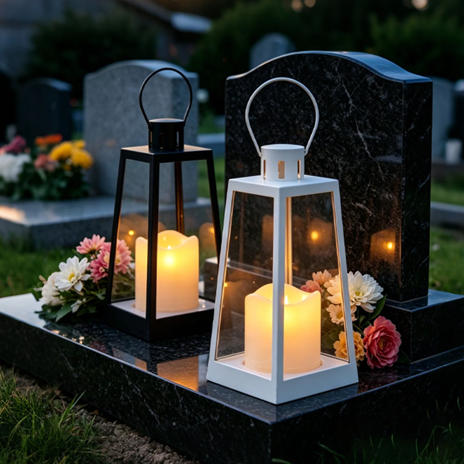 Bateriová LED hřbitovní svíčka se závěsným madlem SM251241