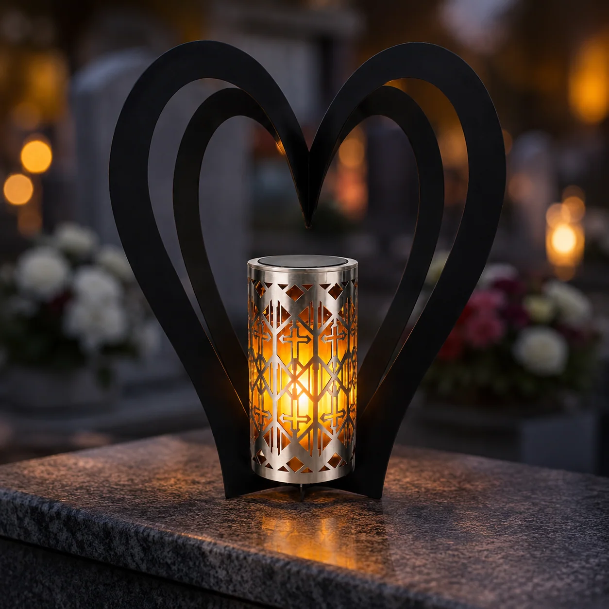 Solární pamětní lampion se srdcem SM261011