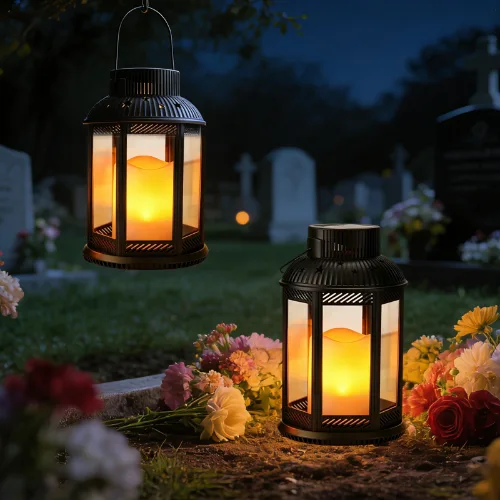 Solární pamětní lampion s efektem plamene SM26581