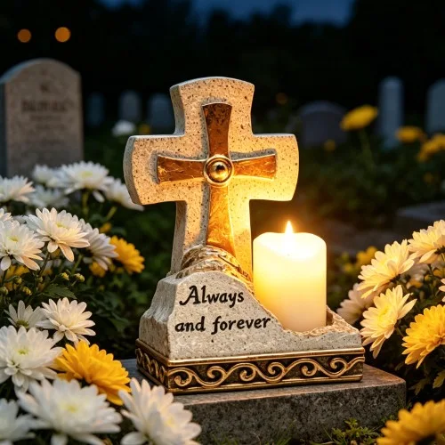 Solární pamětní dekorace s křížem SM26647
