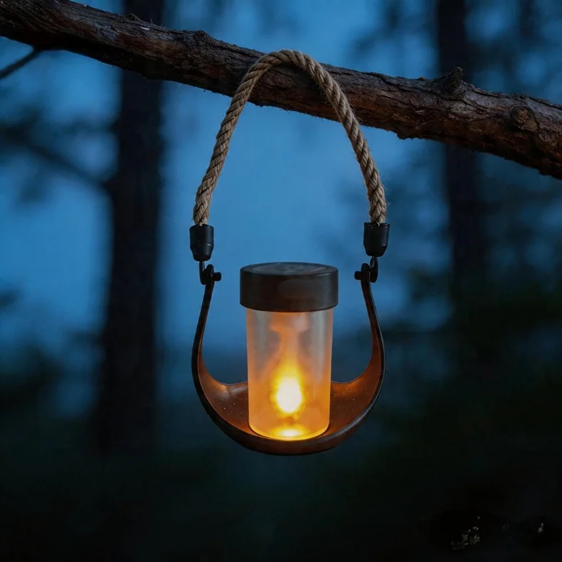 Solární pamětní lampion s efektem plamene se závěsným madlem SM26884