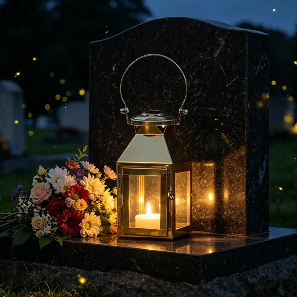 Kovový LED lampion se zlatým rámem a držadlem
